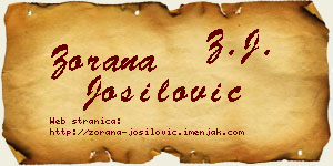 Zorana Jošilović vizit kartica